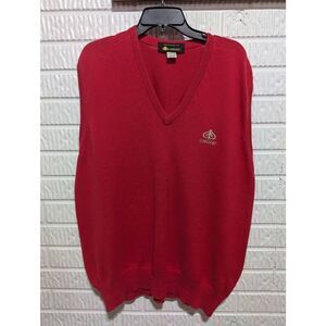 Garland Men's Red Cotton Sleeveless V-Neck Sweater Knit Vest Size L